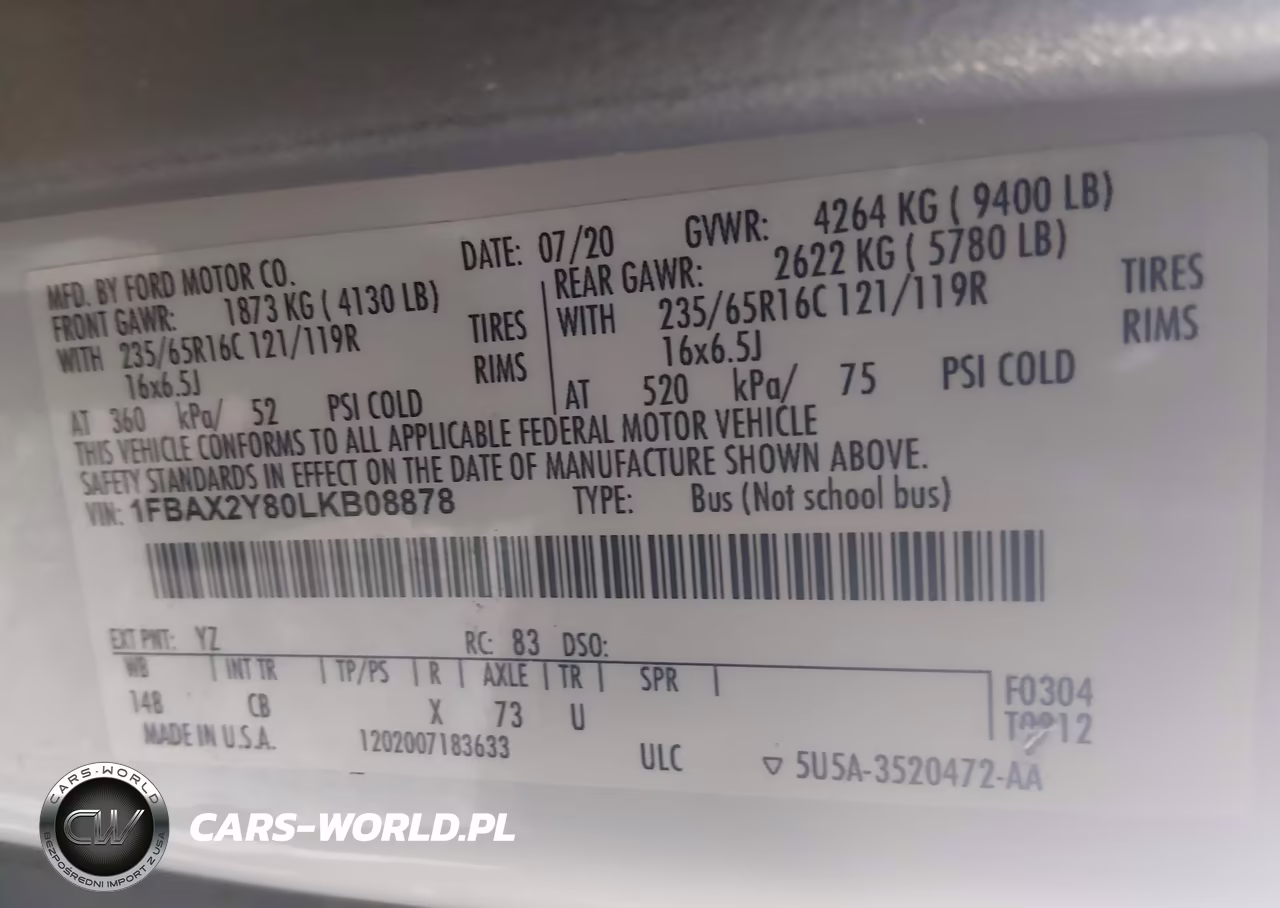 2020 Ford Transit-350 Passenger Van Xl VIN:1FBAX2Y80LKB08878 - 9