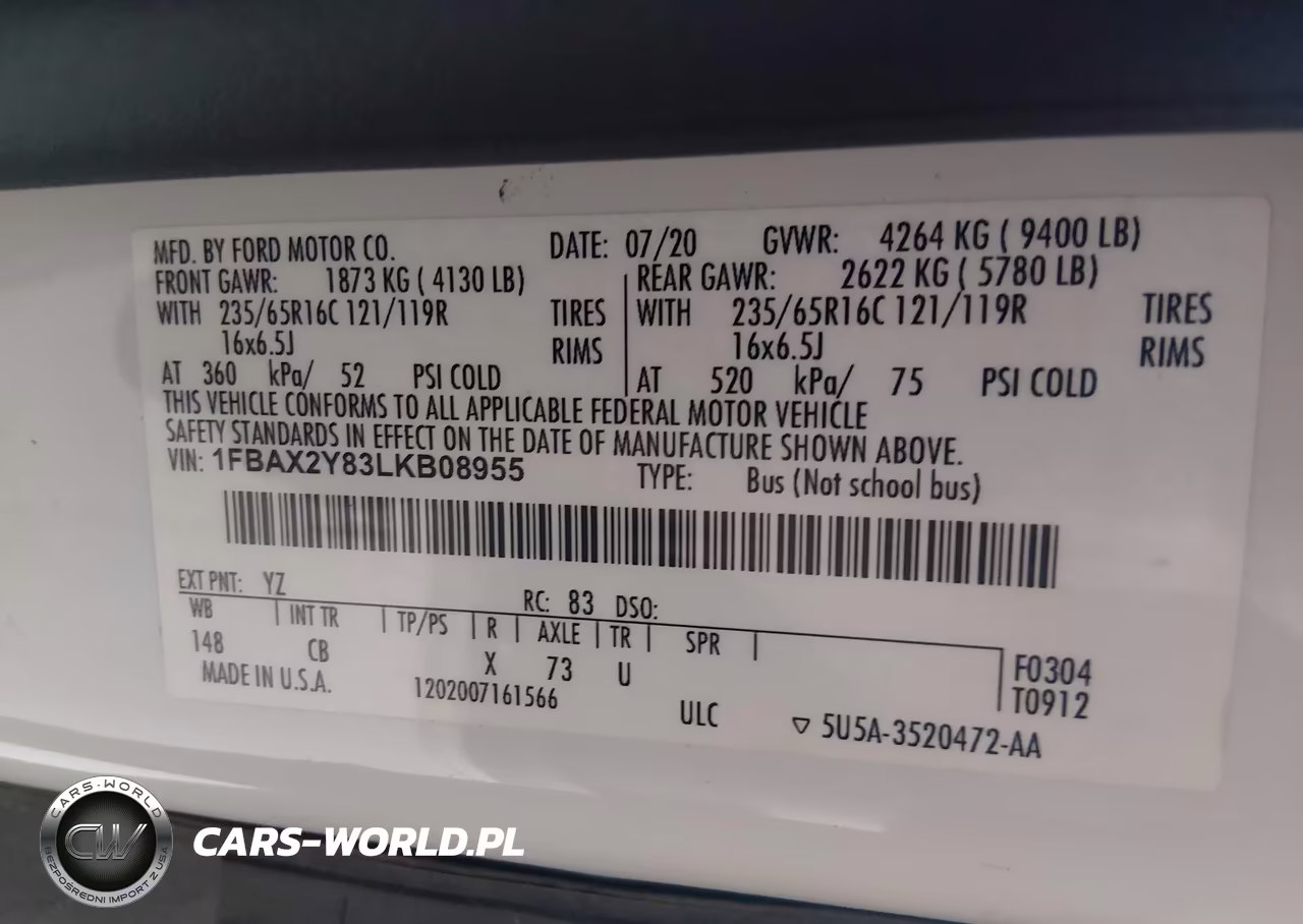 2020 Ford Transit-350 Passenger Van Xl VIN:1FBAX2Y83LKB08955 - 9
