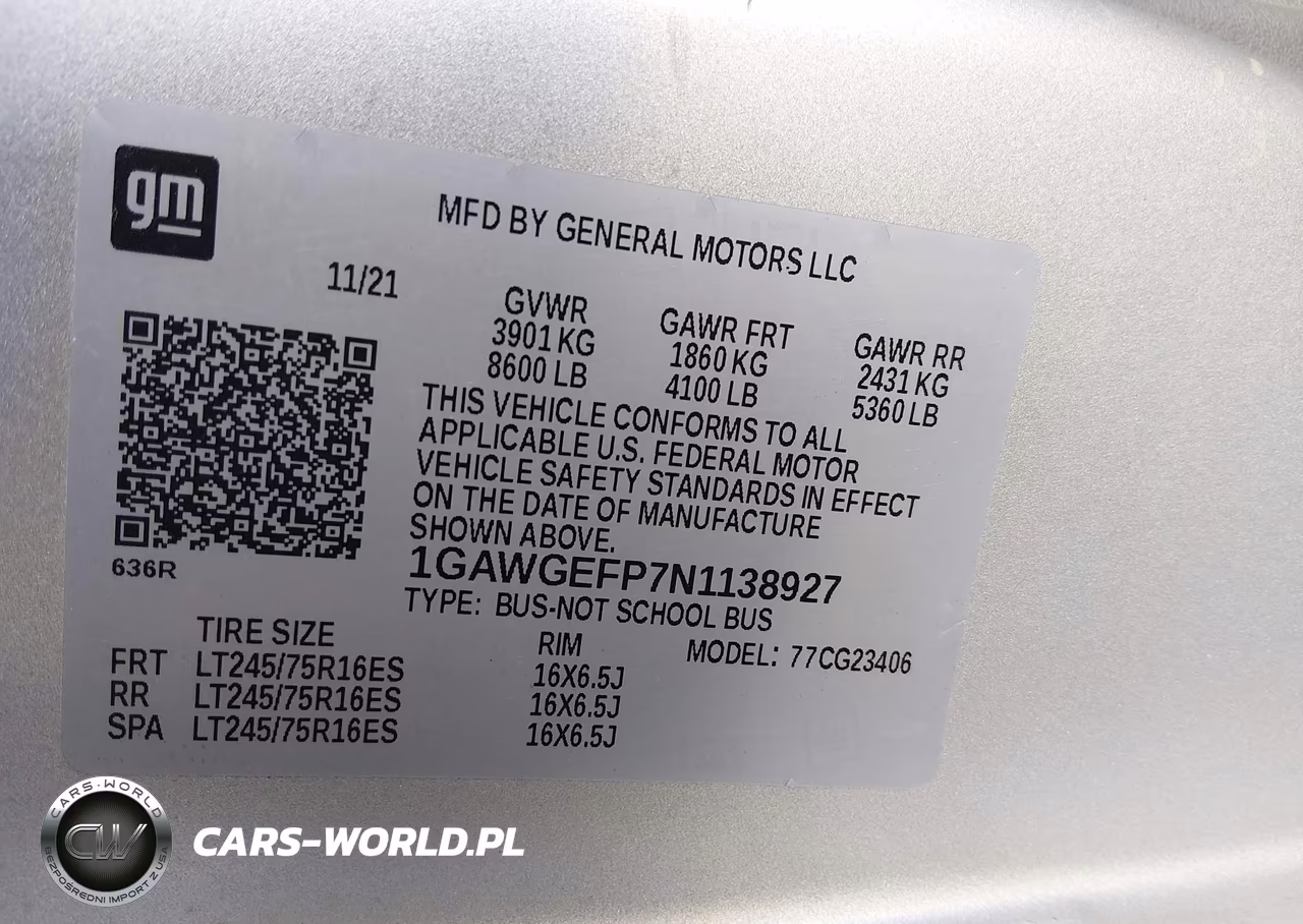 2022 Chevrolet Express Passenger Rwd 2500 Regular Wheelbase Ls VIN:1GAWGEFP7N1138927 - 9