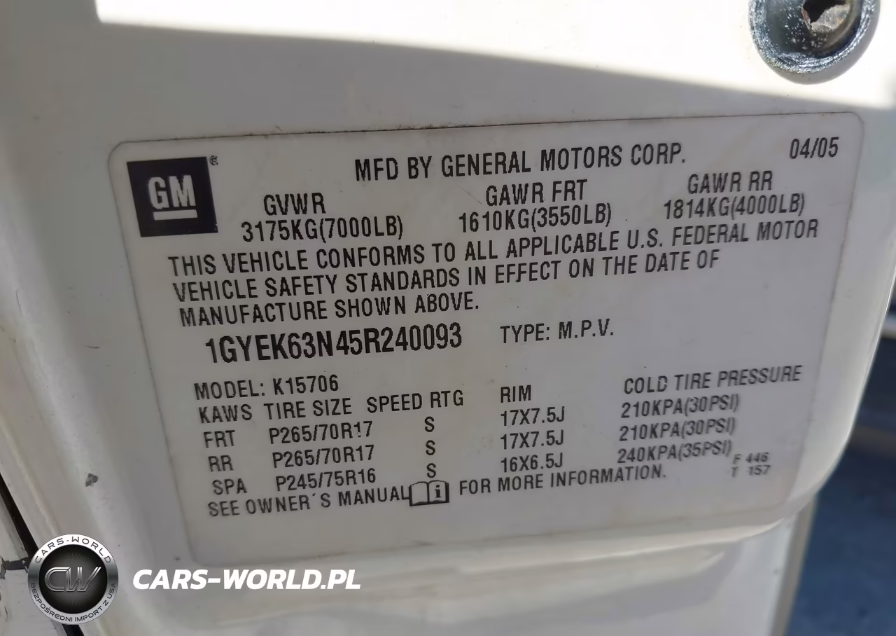 2005 Cadillac Escalade Standard VIN:1GYEK63N45R240093 - 9