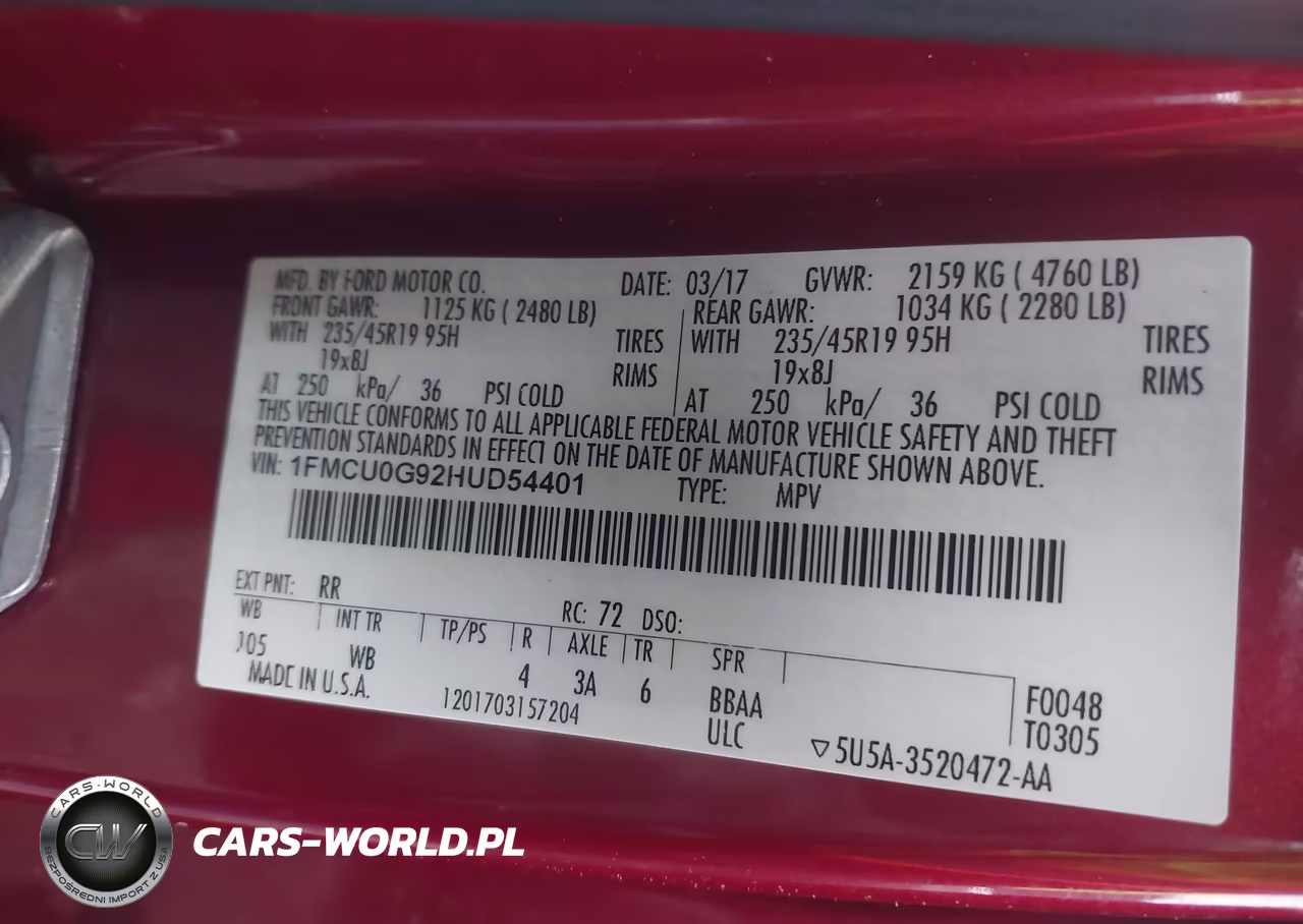 2017 Ford Escape Se VIN:1FMCU0G92HUD54401 - 9