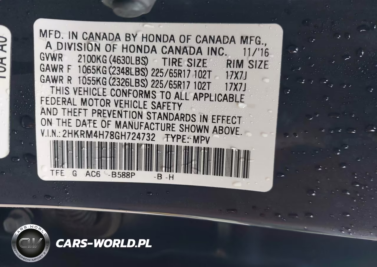 2016 Honda Cr-V Ex-L VIN:2HKRM4H78GH724732 - 9