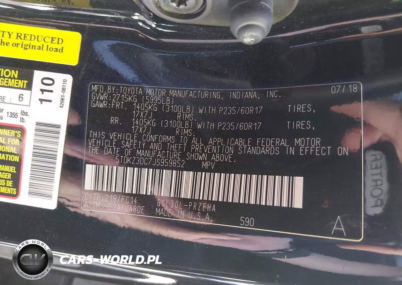 2018 Toyota Sienna Le VIN:5TDKZ3DC7JS959852 - 9