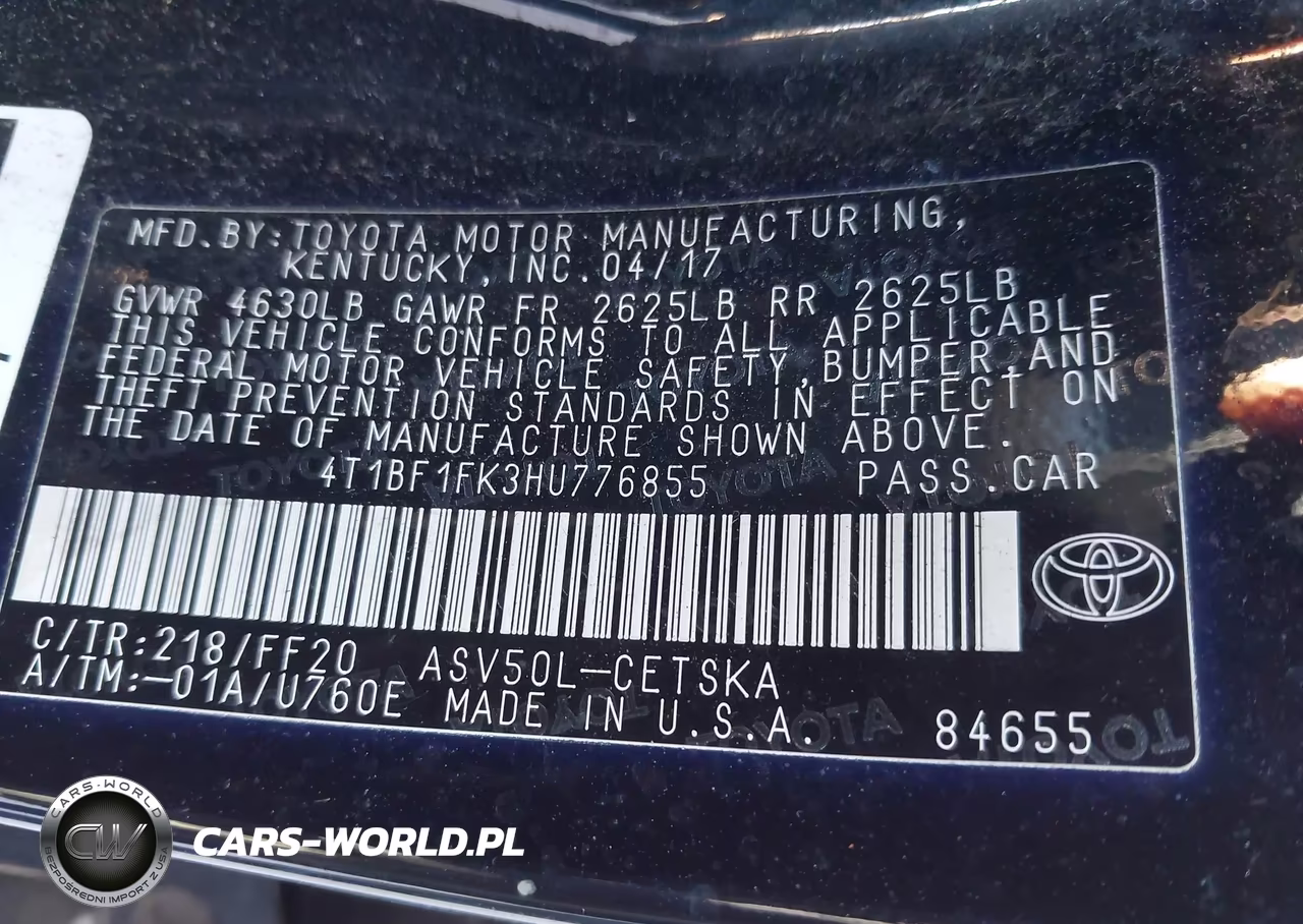 2017 Toyota Camry Se VIN:4T1BF1FK3HU776855 - 9