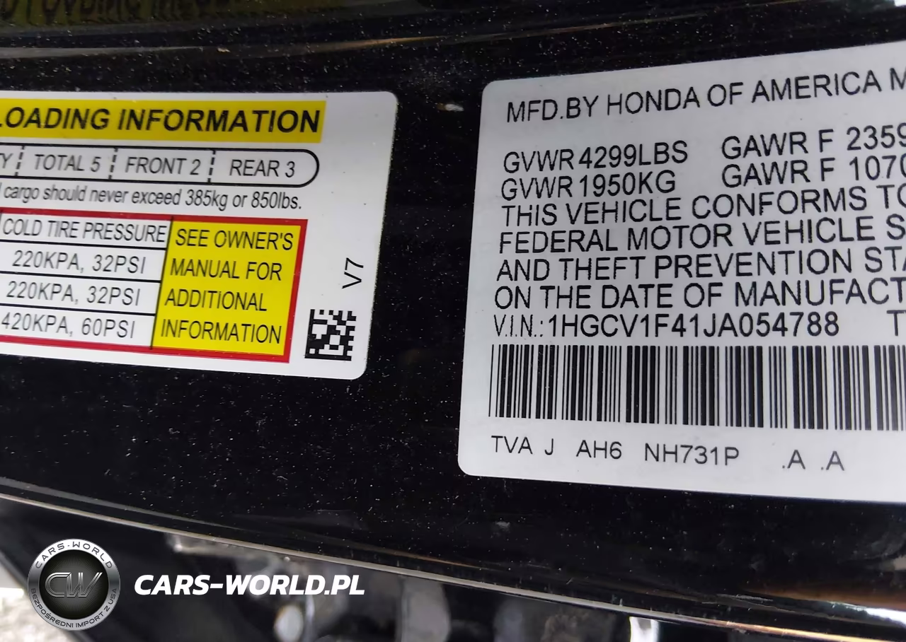 2018 Honda Accord Ex VIN:1HGCV1F41JA054788 - 9