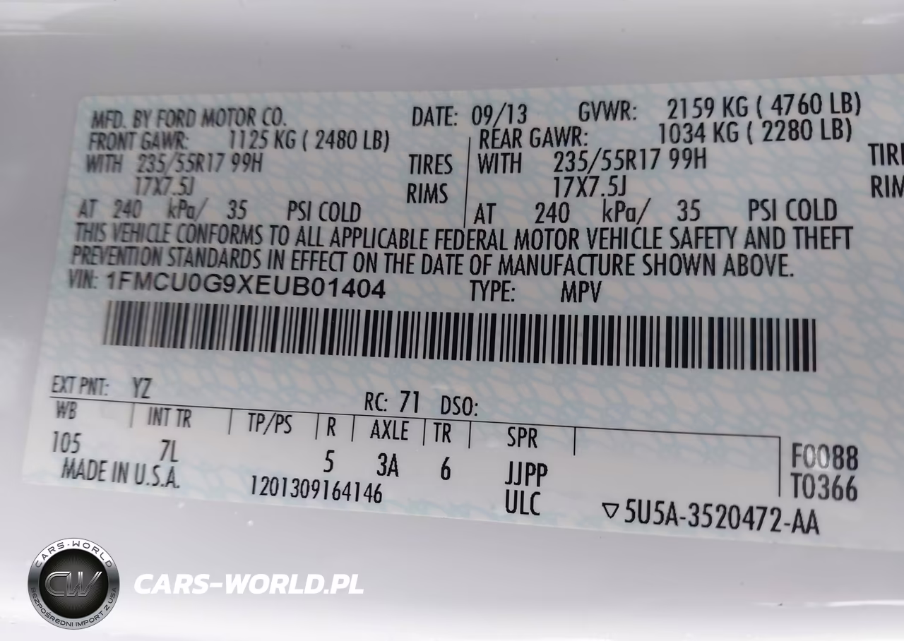 2014 Ford Escape Se VIN:1FMCU0G9XEUB01404 - 9