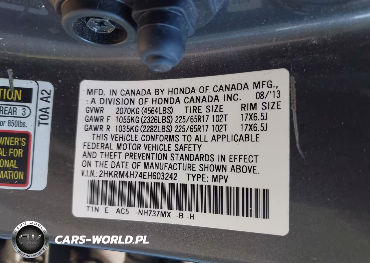2014 Honda Cr-V Ex-L VIN:2HKRM4H74EH603242 - 9