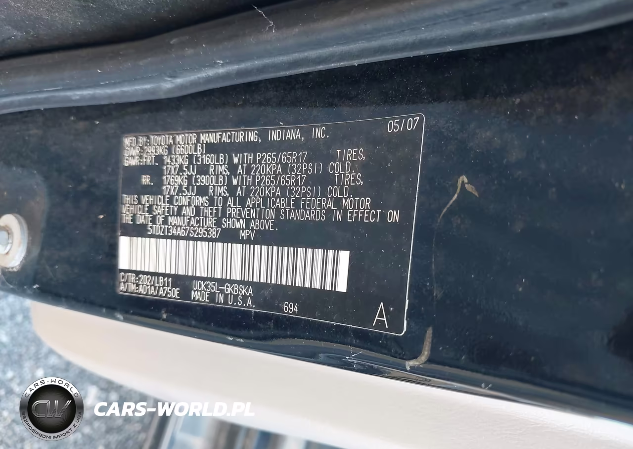 2007 Toyota Sequoia Sr5 V8 VIN:5TDZT34A67S295387 - 9