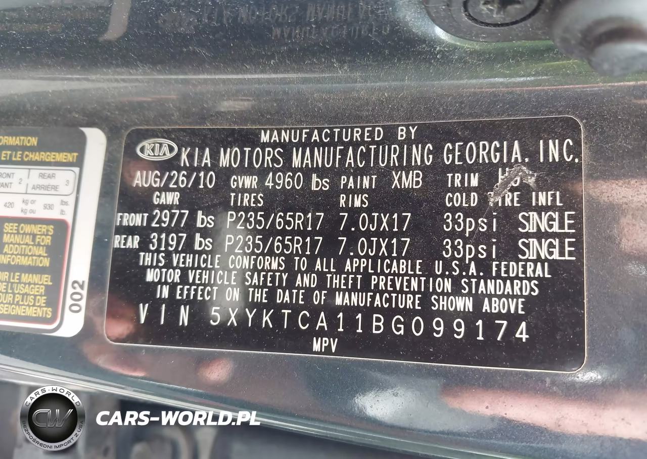 2011 Kia Sorento Lx VIN:5XYKTCA11BG099174 - 9