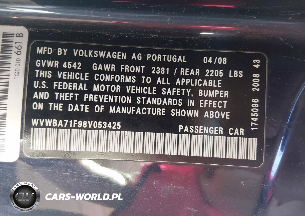 2008 Volkswagen Eos Komfort VIN:WVWBA71F98V053425 - 9