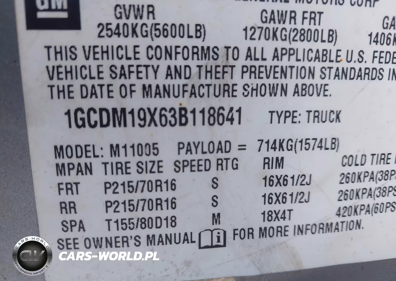 2003 Chevrolet Astro VIN:1GCDM19X63B118641 - 9