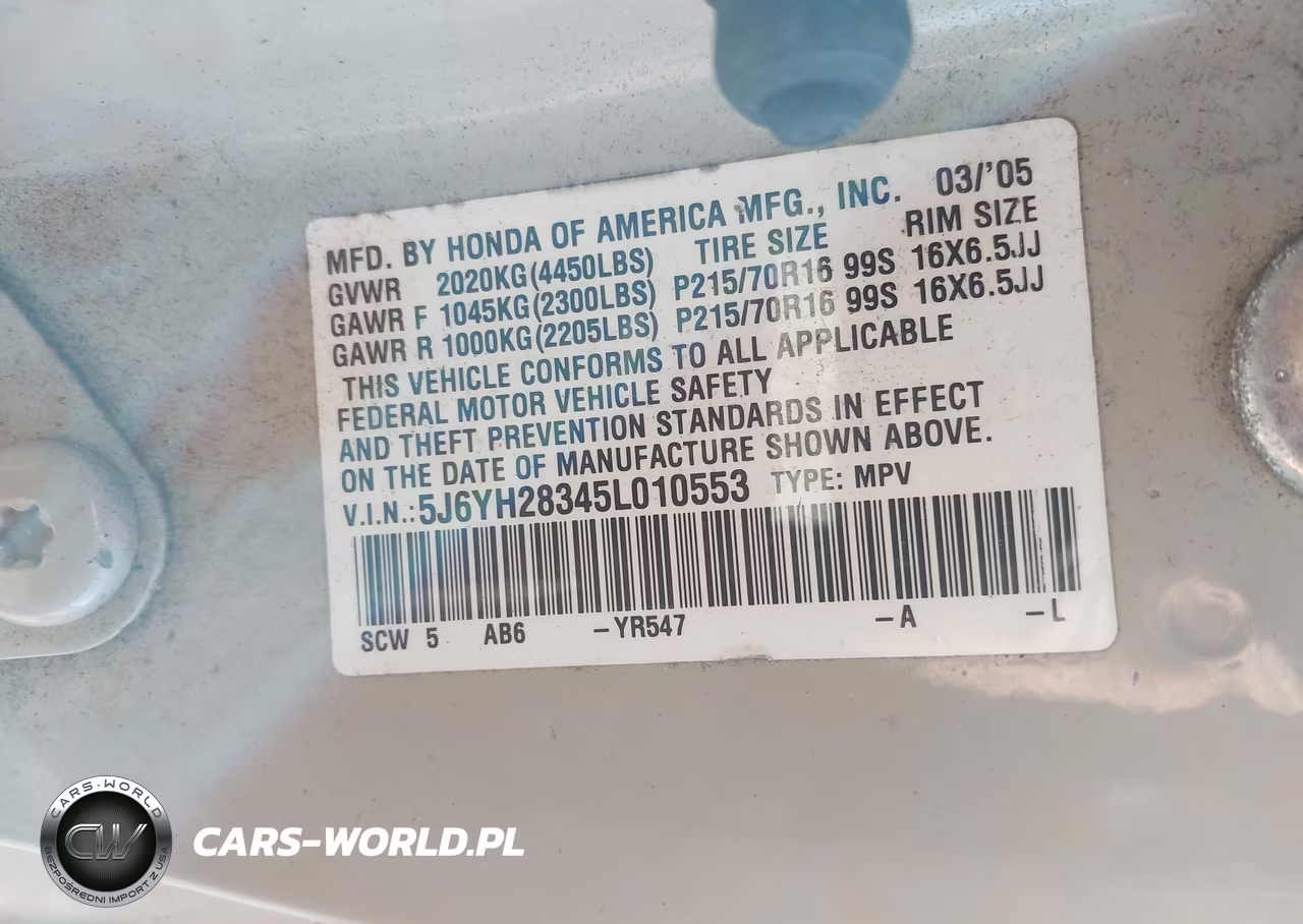 2005 Honda Element Lx VIN:5J6YH28345L010553 - 9