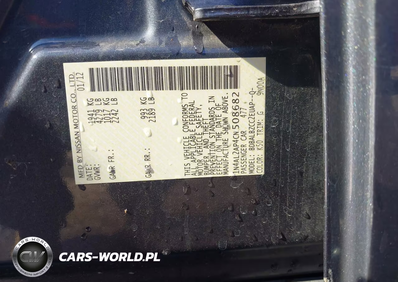 2012 Nissan Altima 2.5 S VIN:1N4AL2AP4CN508682 - 9