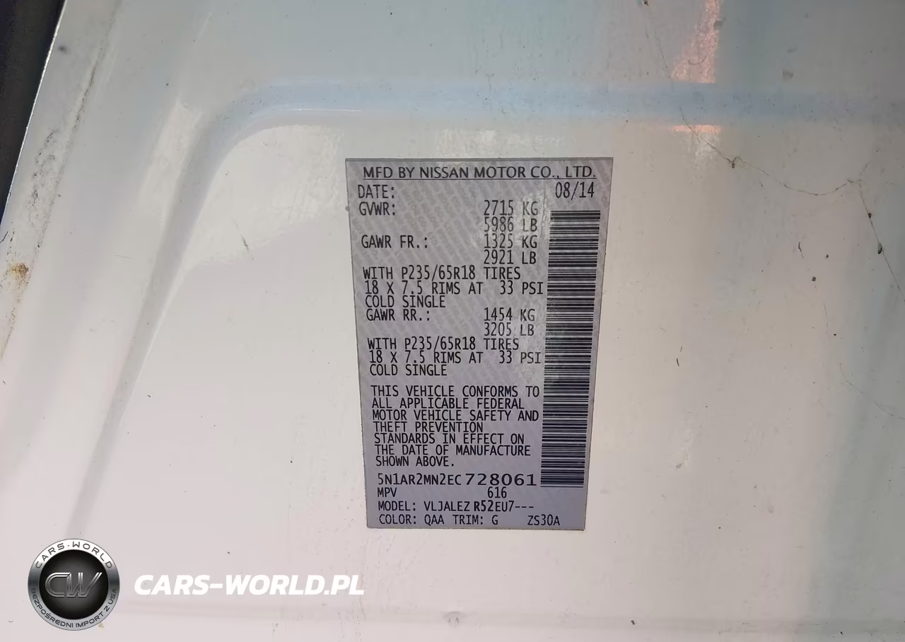 2014 Nissan Pathfinder Sv VIN:5N1AR2MN2EC728061 - 9