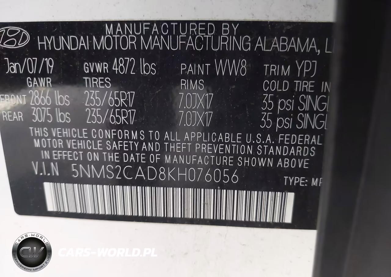 2019 Hyundai Santa Fe Se VIN:5NMS2CAD8KH076056 - 9