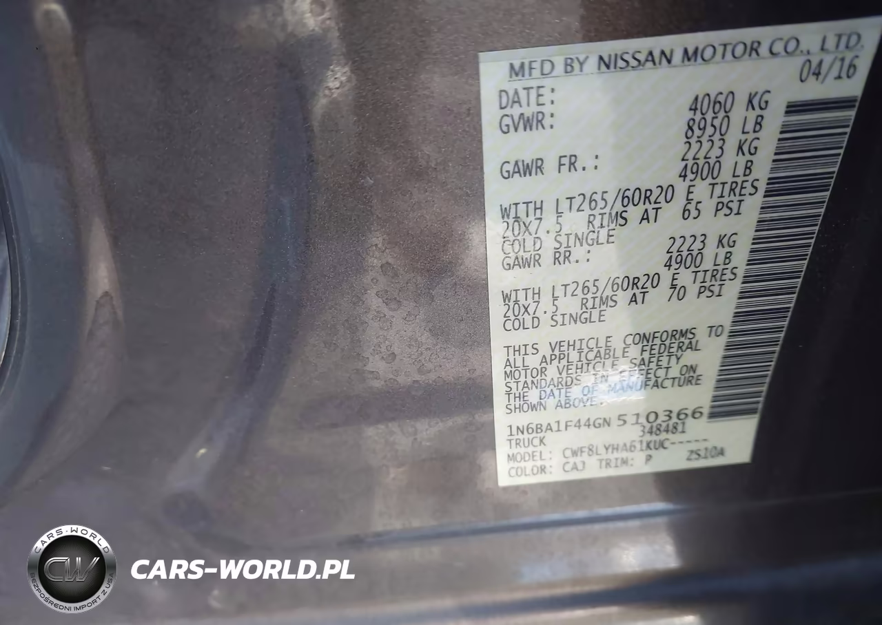 2016 Nissan Titan Xd Platinum Reserve Diesel VIN:1N6BA1F44GN510366 - 9
