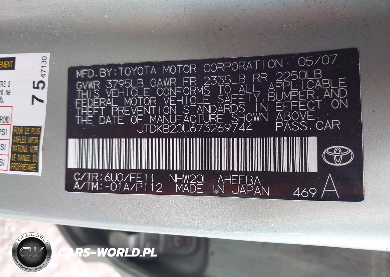 2007 Toyota Prius VIN:JTDKB20U673269744 - 9