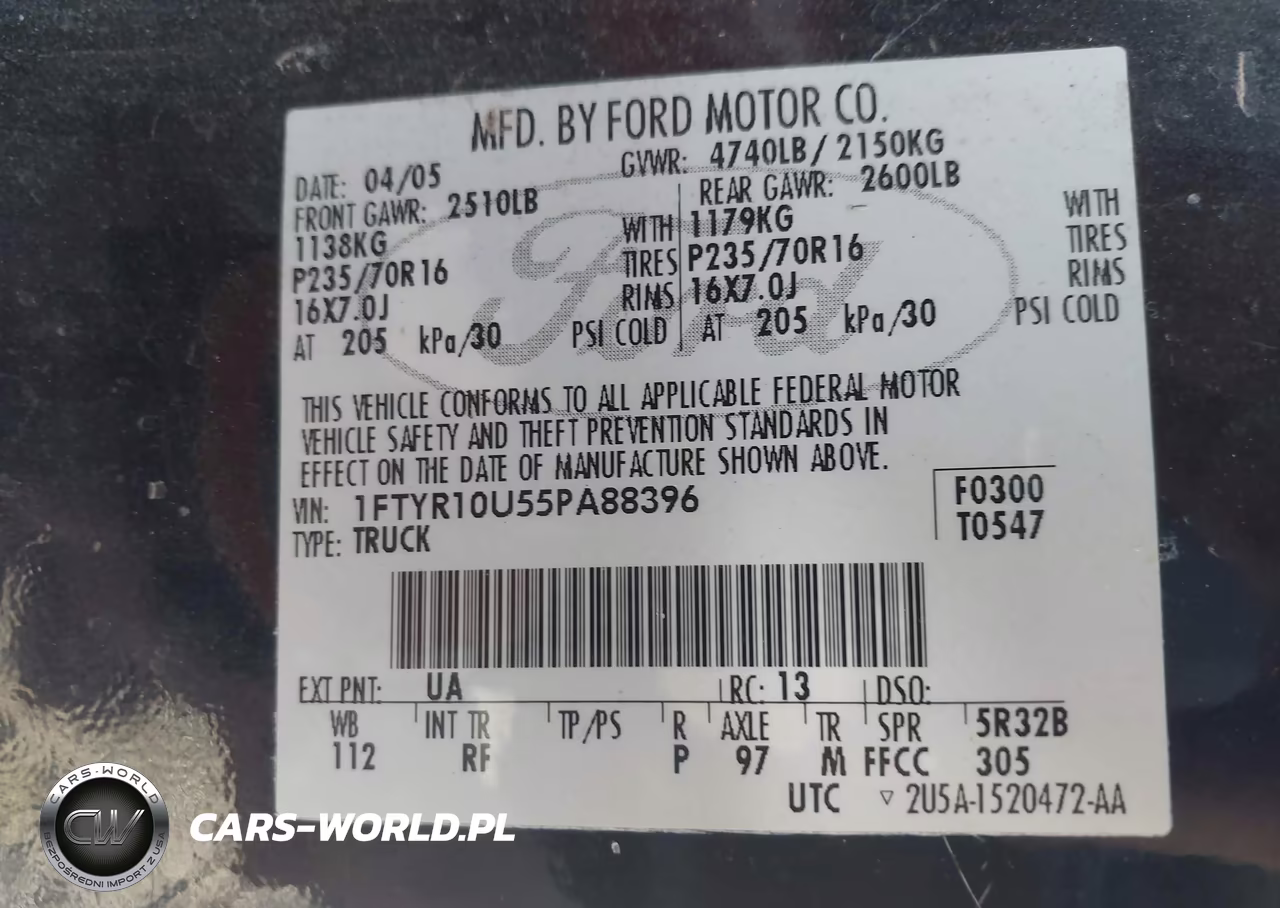 2005 Ford Ranger Edge-Stx-Xl-Xls-Xlt VIN:1FTYR10U55PA88396 - 9