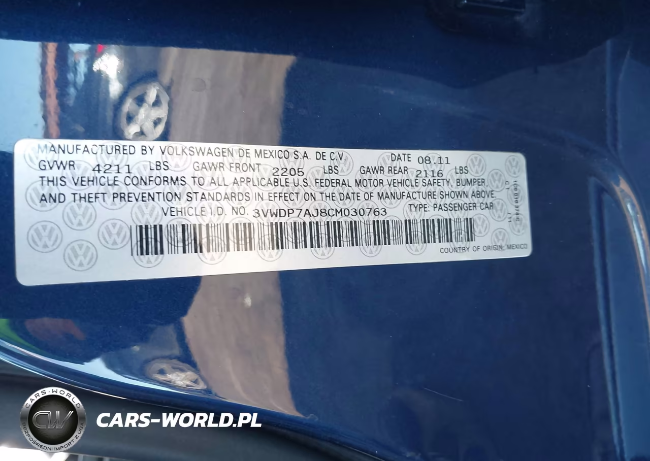2012 Volkswagen Jetta 2.5L Se VIN:3VWDP7AJ8CM030763 - 9