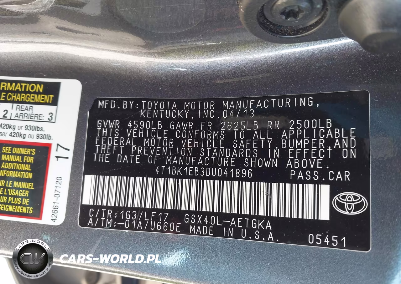2013 Toyota Avalon Xle Premium VIN:4T1BK1EB3DU041896 - 9