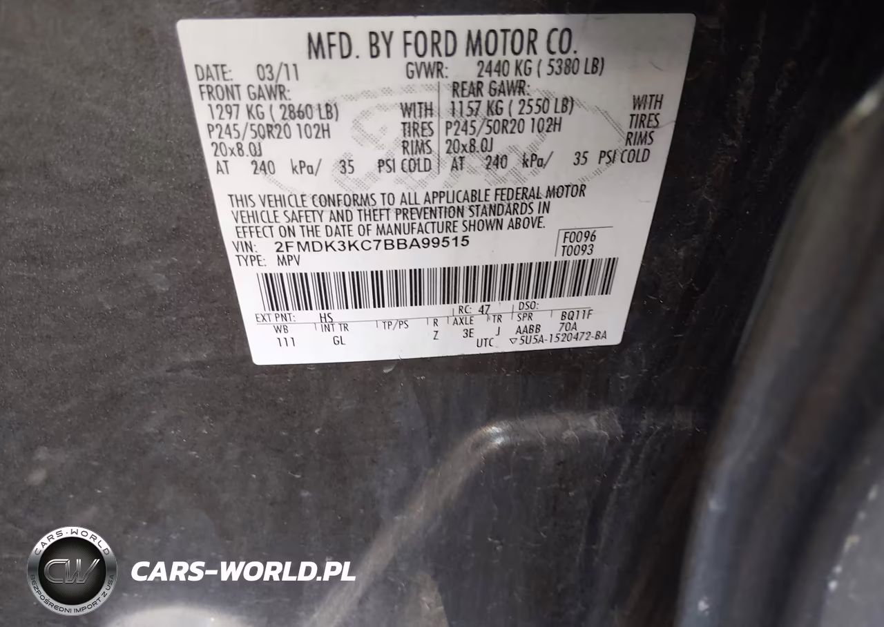 2011 Ford Edge Limited VIN:2FMDK3KC7BBA99515 - 9