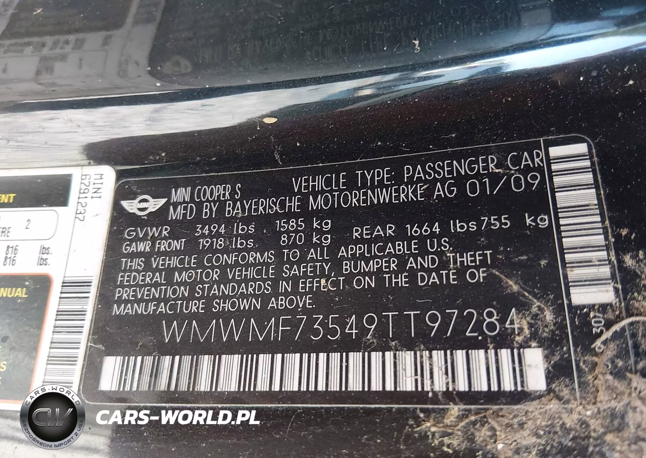 2009 Mini Cooper S VIN:WMWMF73549TT97284 - 9