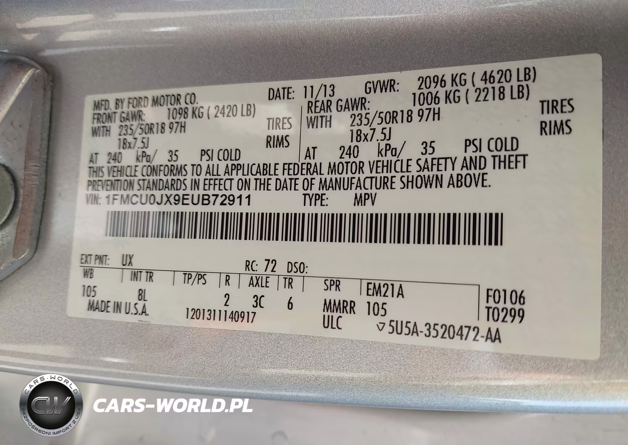 2014 Ford Escape Titanium VIN:1FMCU0JX9EUB72911 - 9