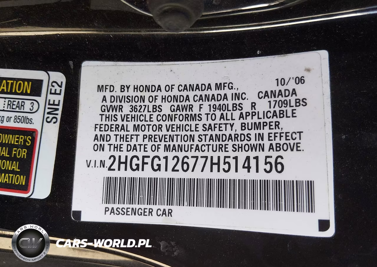 2007 Honda Civic Lx VIN:2HGFG12677H514156 - 9