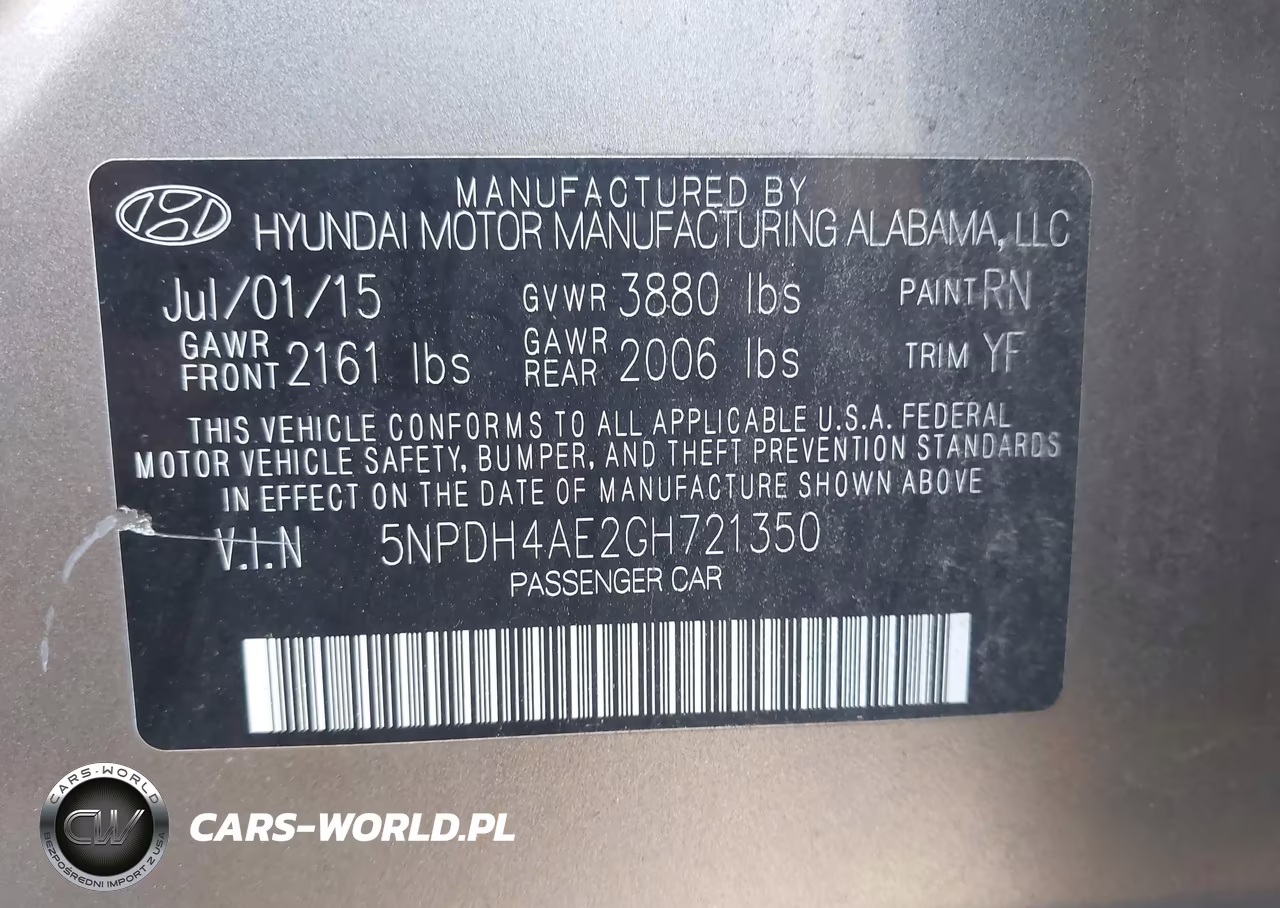 2016 Hyundai Elantra Se VIN:5NPDH4AE2GH721350 - 9