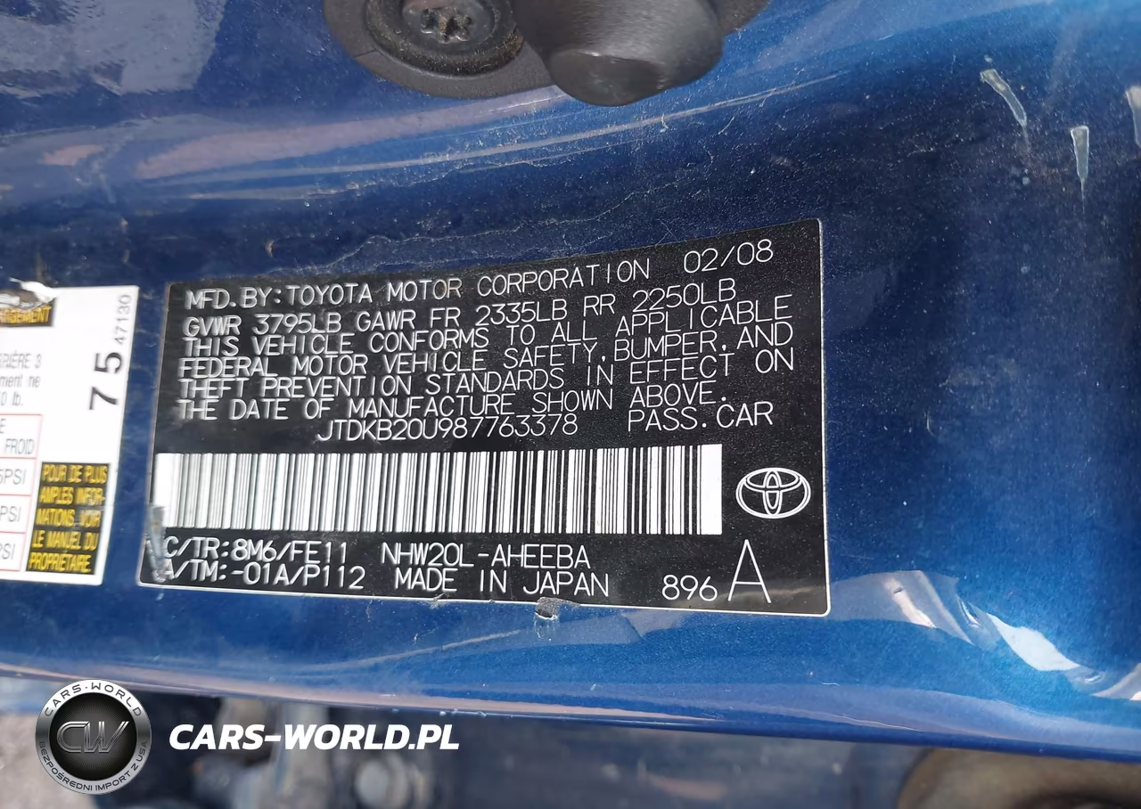 2008 Toyota Prius VIN:JTDKB20U987763378 - 9
