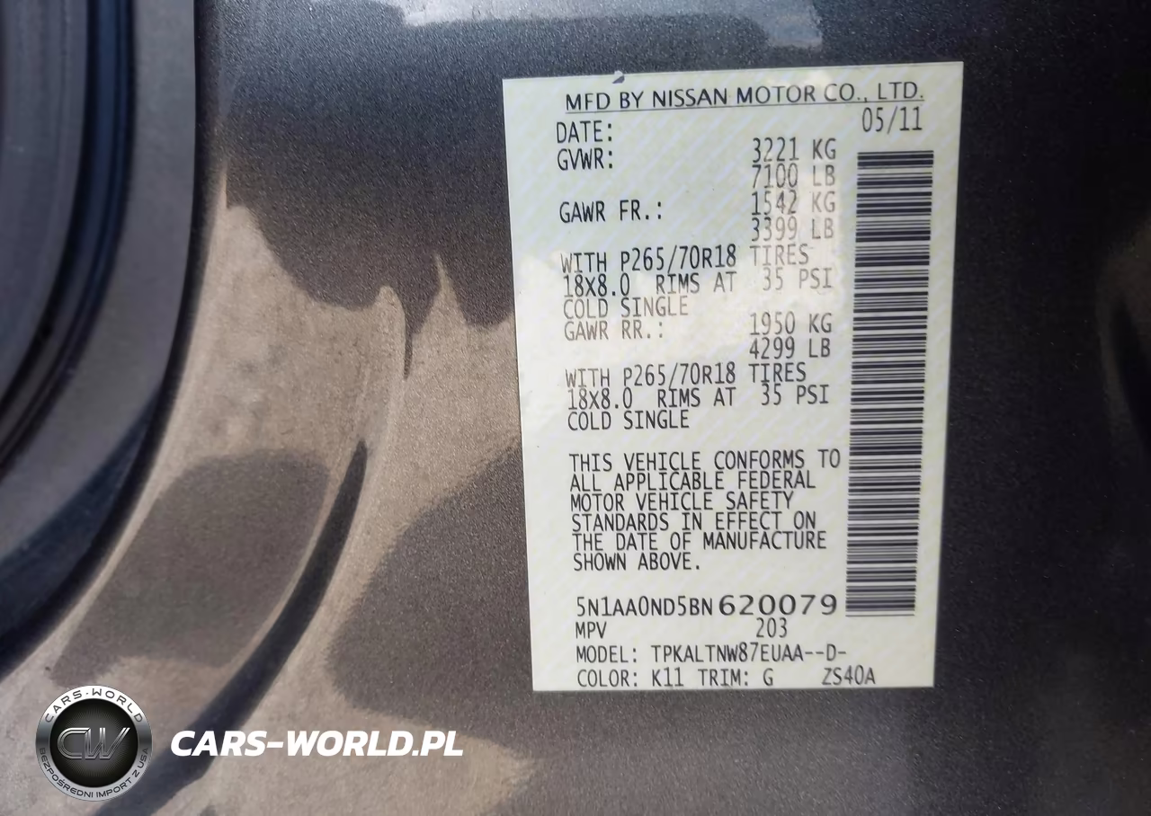2011 Nissan Armada Sv VIN:5N1AA0ND5BN620079 - 9