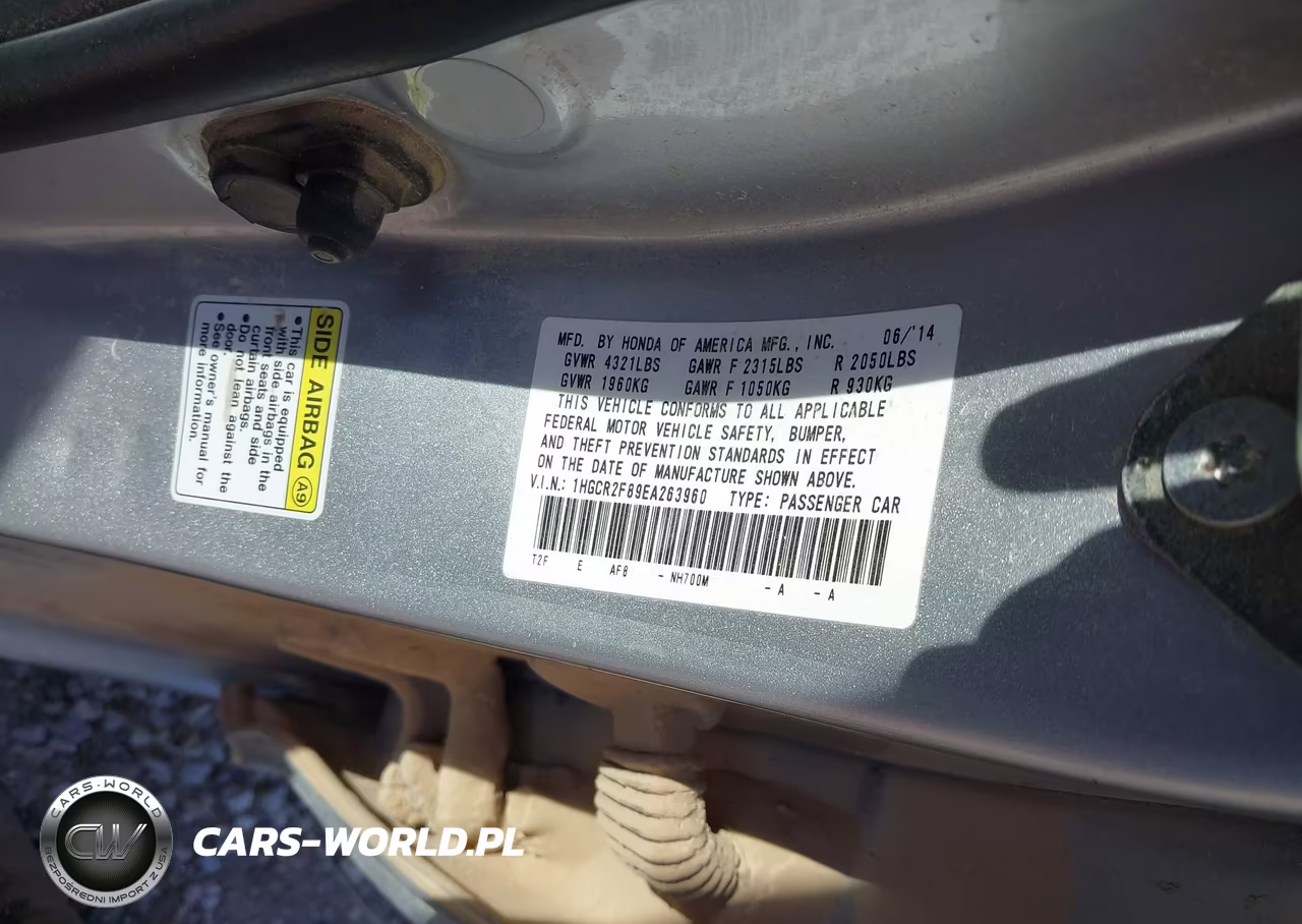 2014 Honda Accord Ex-L VIN:1HGCR2F89EA263960 - 9