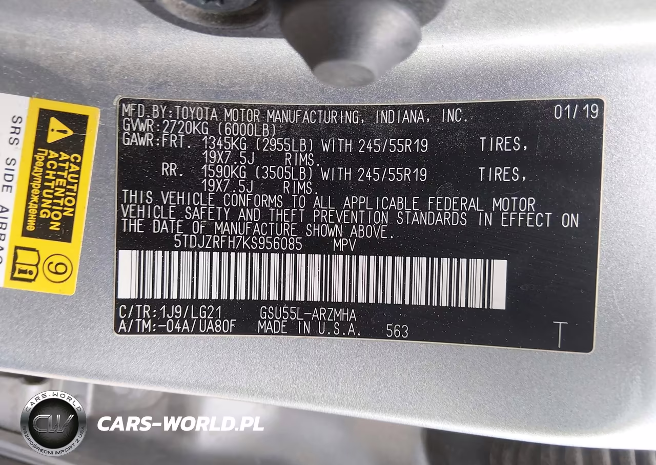 2019 Toyota Highlander Se VIN:5TDJZRFH7KS956085 - 9