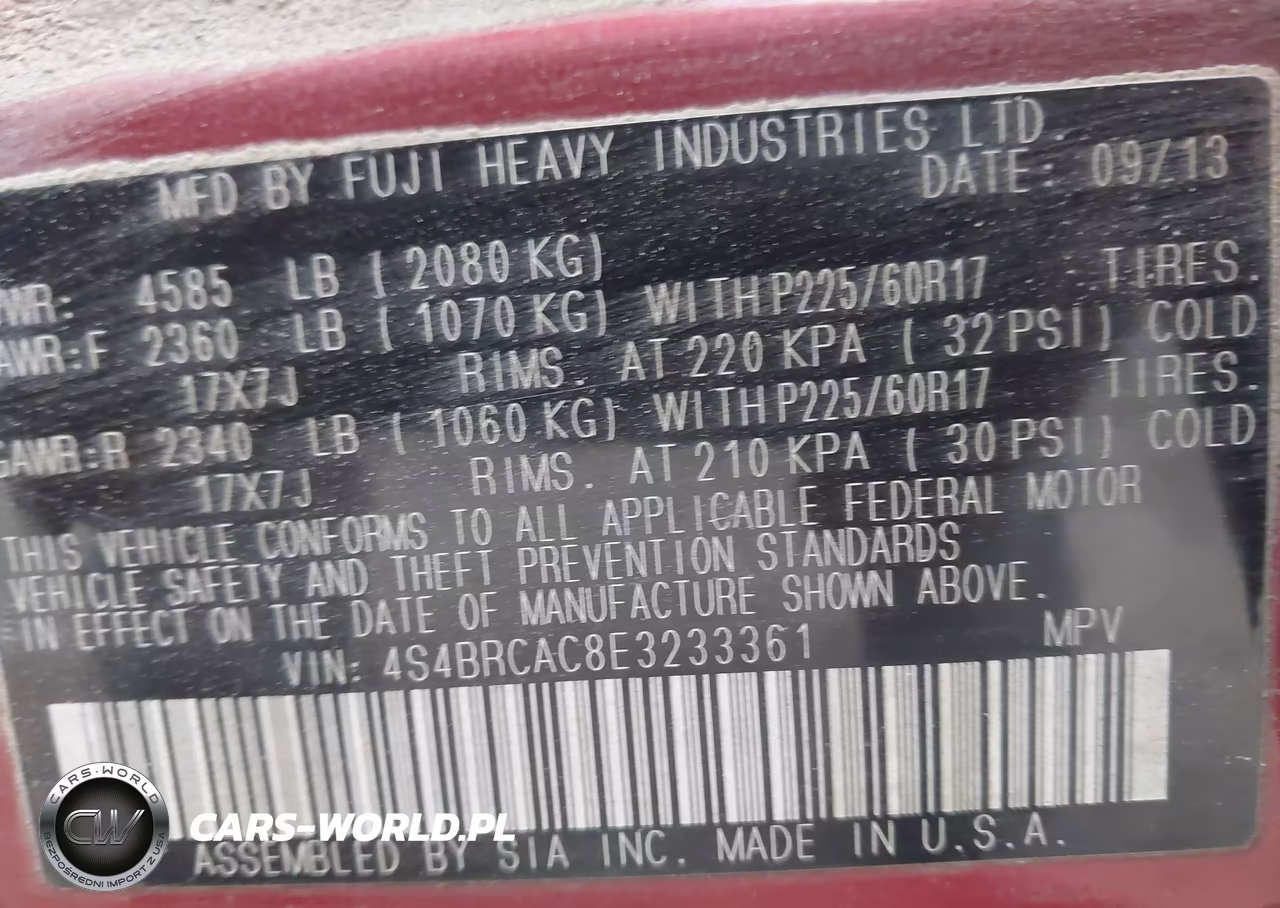 2014 Subaru Outback 2.5I VIN:4S4BRCAC8E3233361 - 9