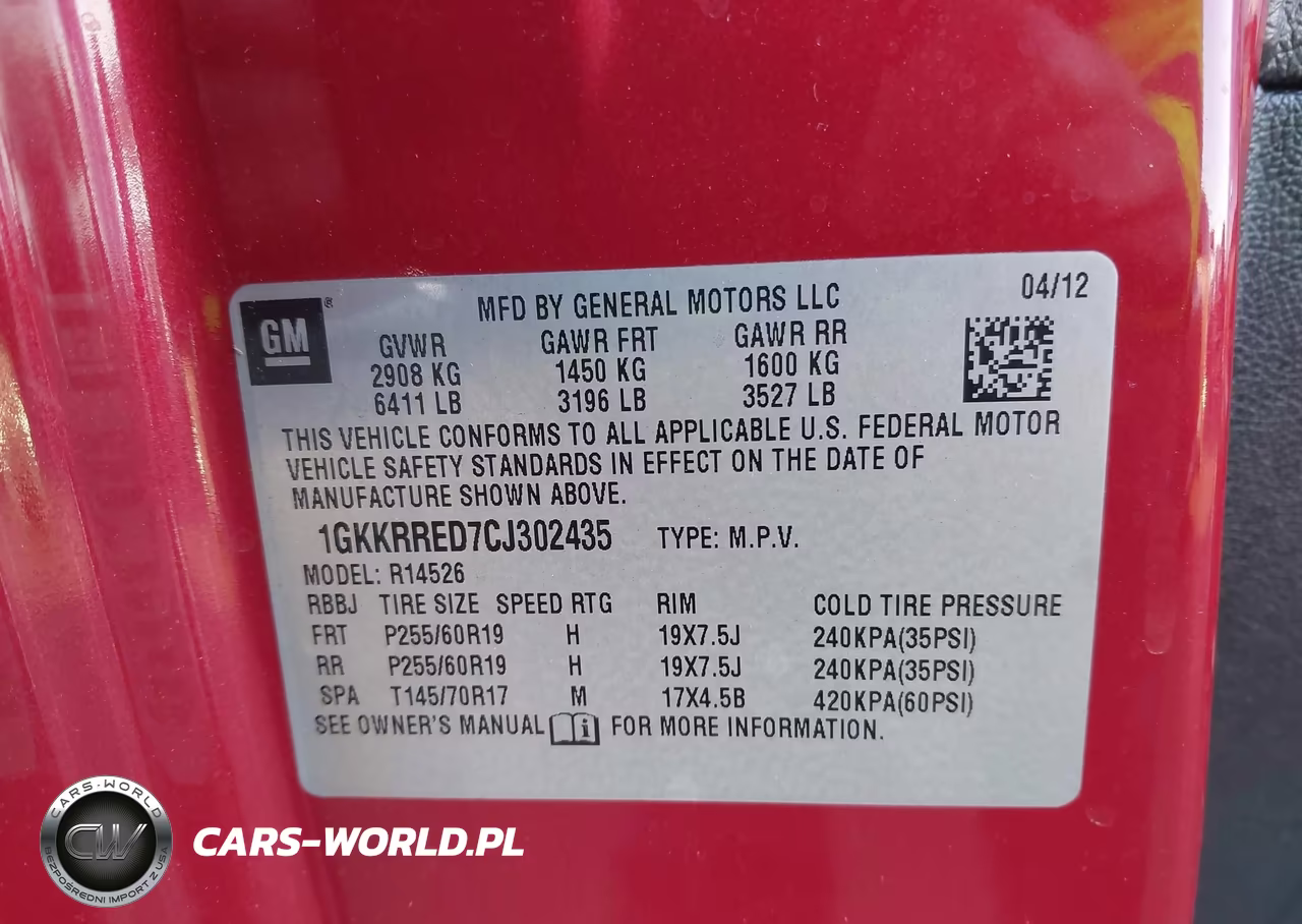 2012 GMC Acadia Slt-1 VIN:1GKKRRED7CJ302435 - 9