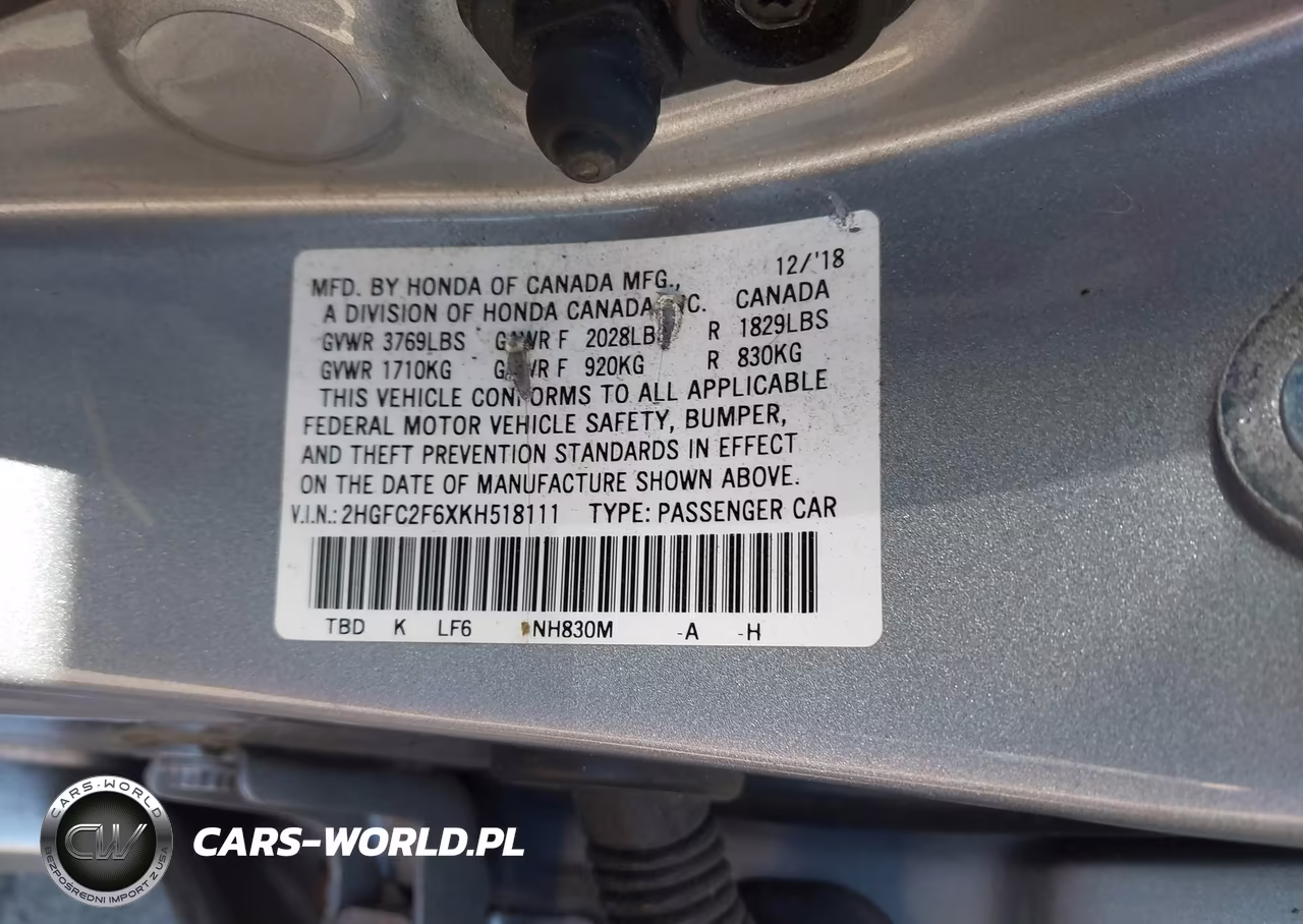 2019 Honda Civic Lx VIN:2HGFC2F6XKH518111 - 9