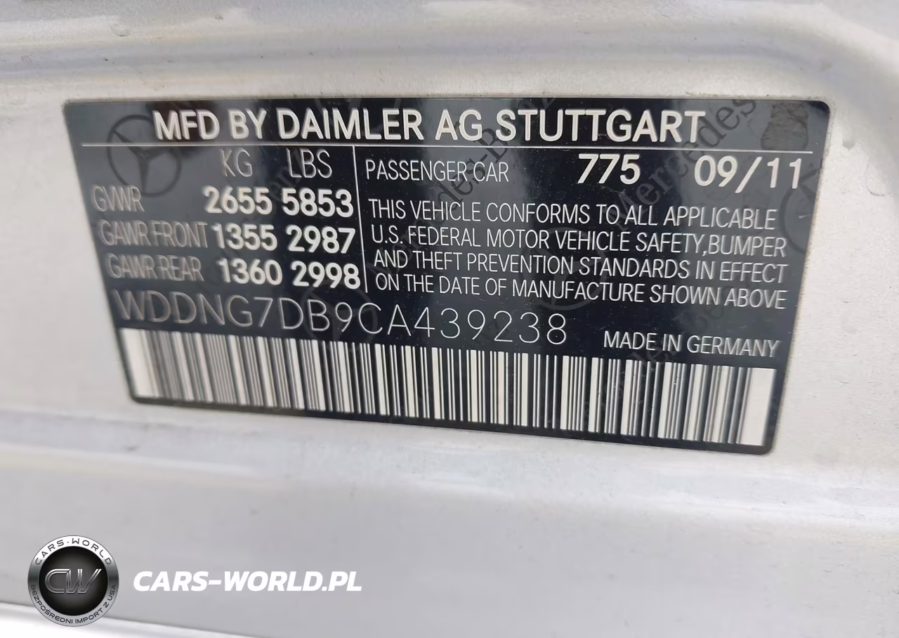 2012 Mercedes-Benz S 550 VIN:WDDNG7DB9CA439238 - 9
