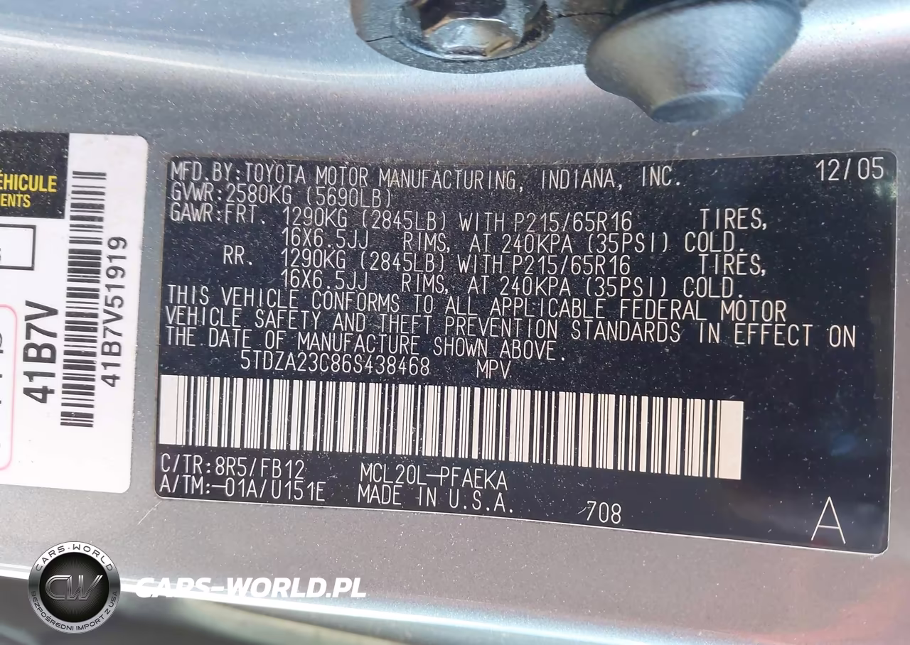 2006 Toyota Sienna Ce VIN:5TDZA23C86S438468 - 9