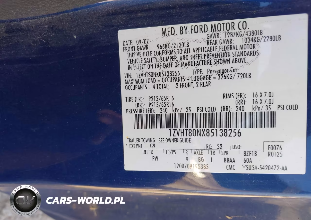 2008 Ford Mustang V6 Deluxe-V6 Premium VIN:1ZVHT80NX85138256 - 9