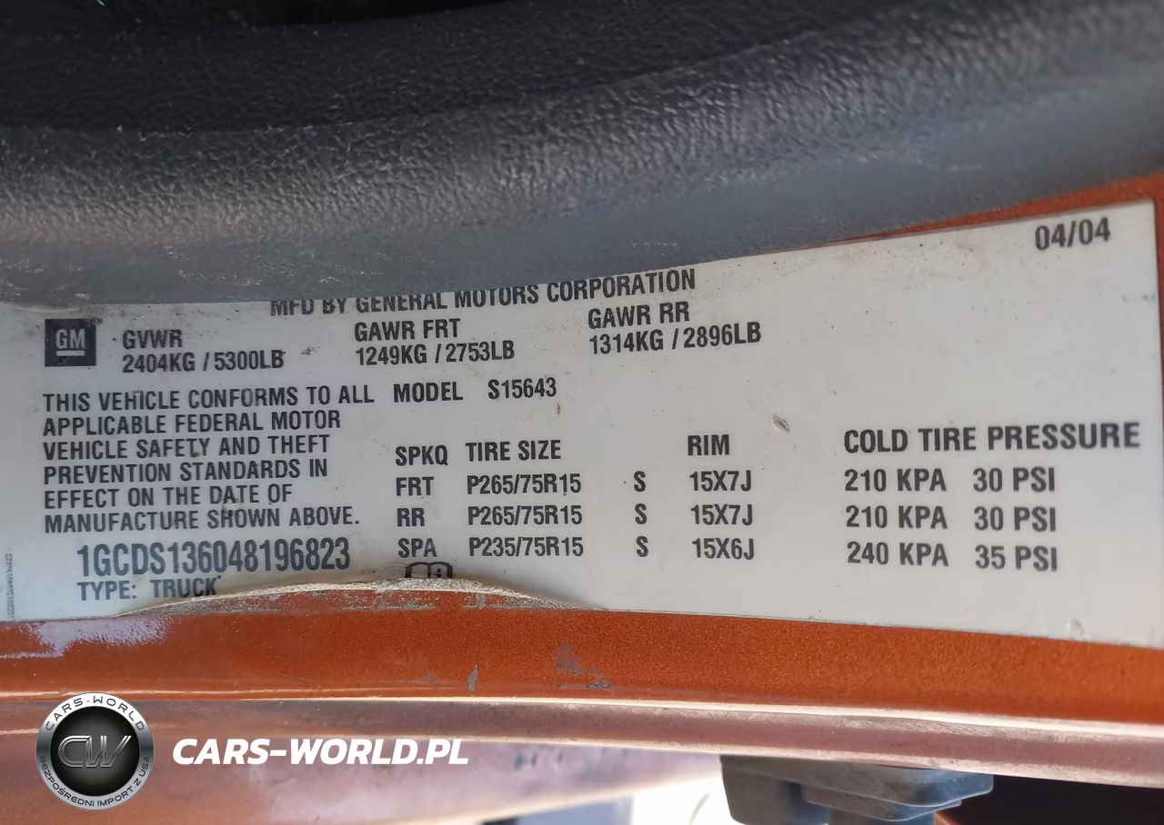 2004 Chevrolet Colorado Ls VIN:1GCDS136048196823 - 9