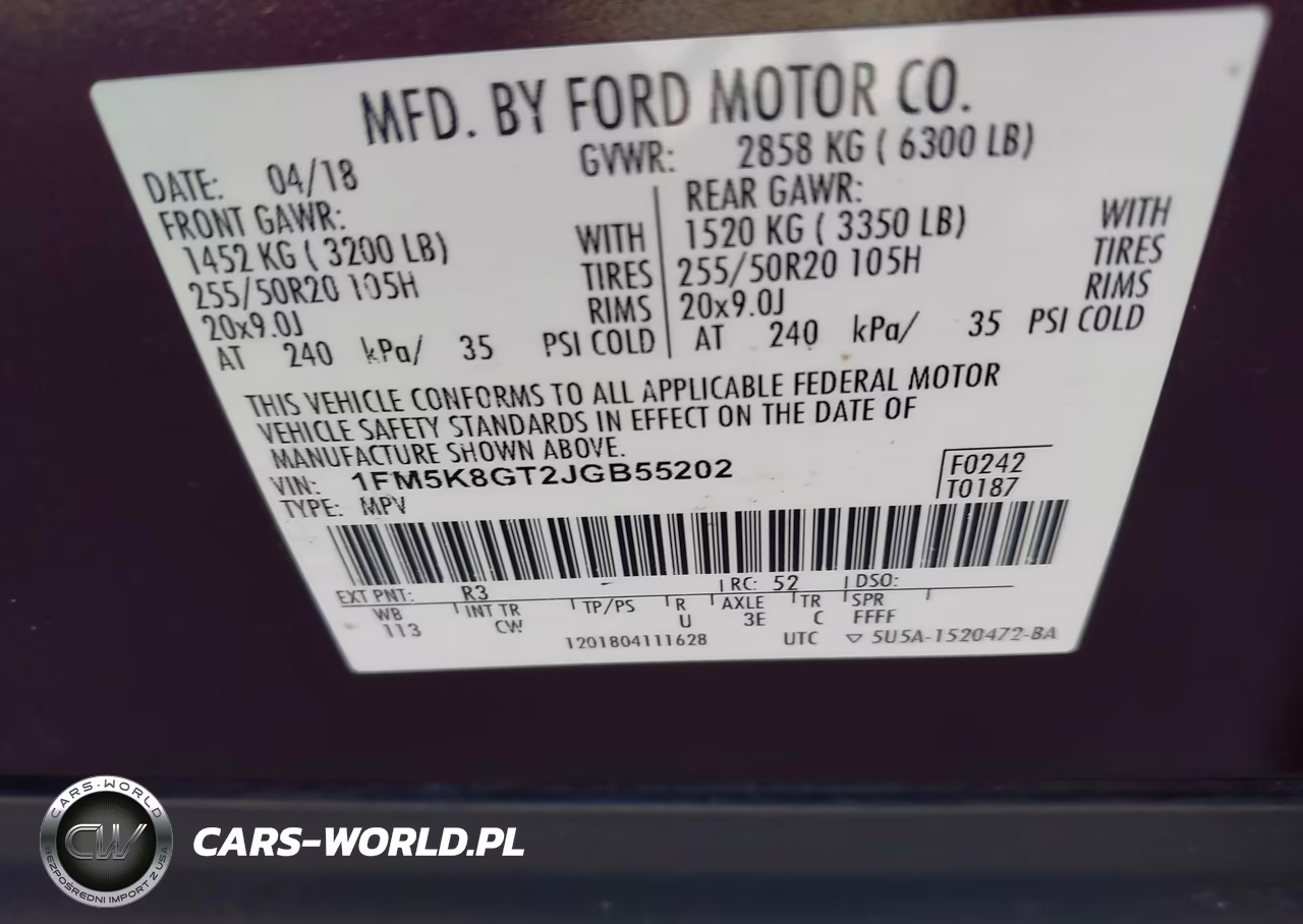 2018 Ford Explorer Sport VIN:1FM5K8GT2JGB55202 - 9