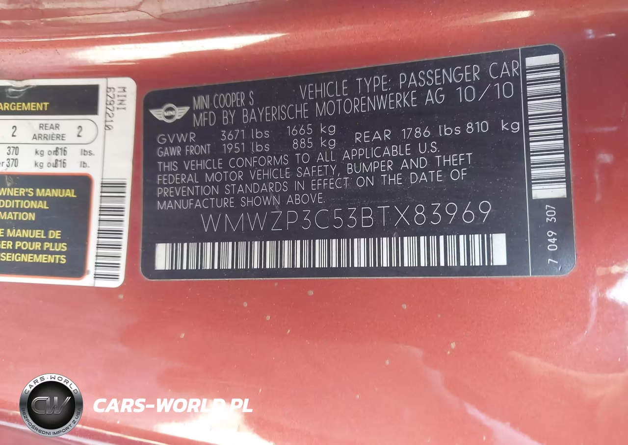 2011 Mini Cooper S VIN:WMWZP3C53BTX83969 - 9