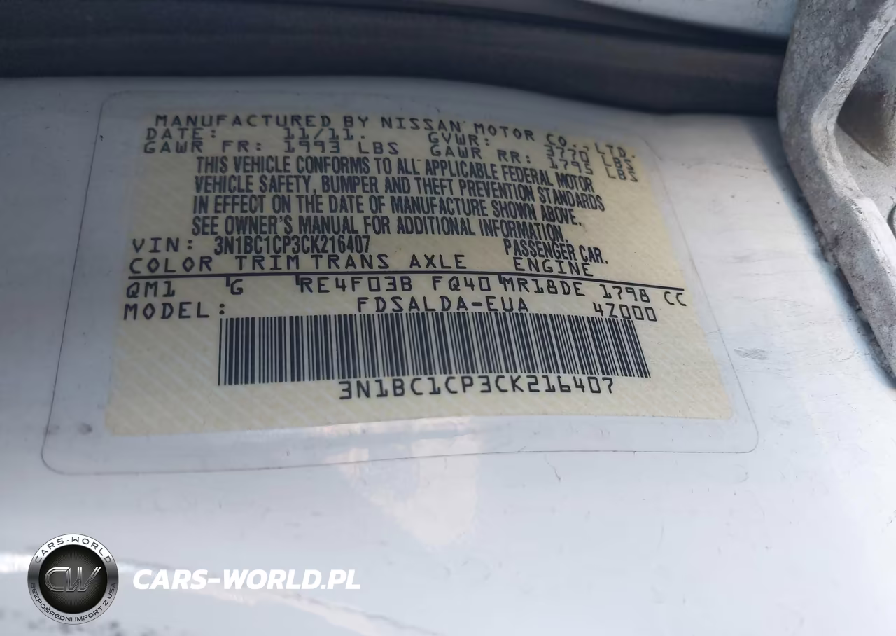 2012 Nissan Versa 1.8 S VIN:3N1BC1CP3CK216407 - 9