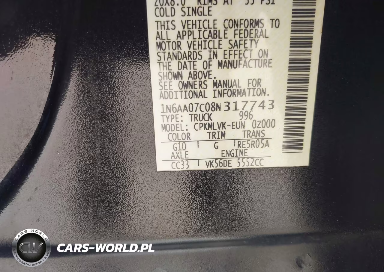 2008 Nissan Titan Le VIN:1N6AA07C08N317743 - 9