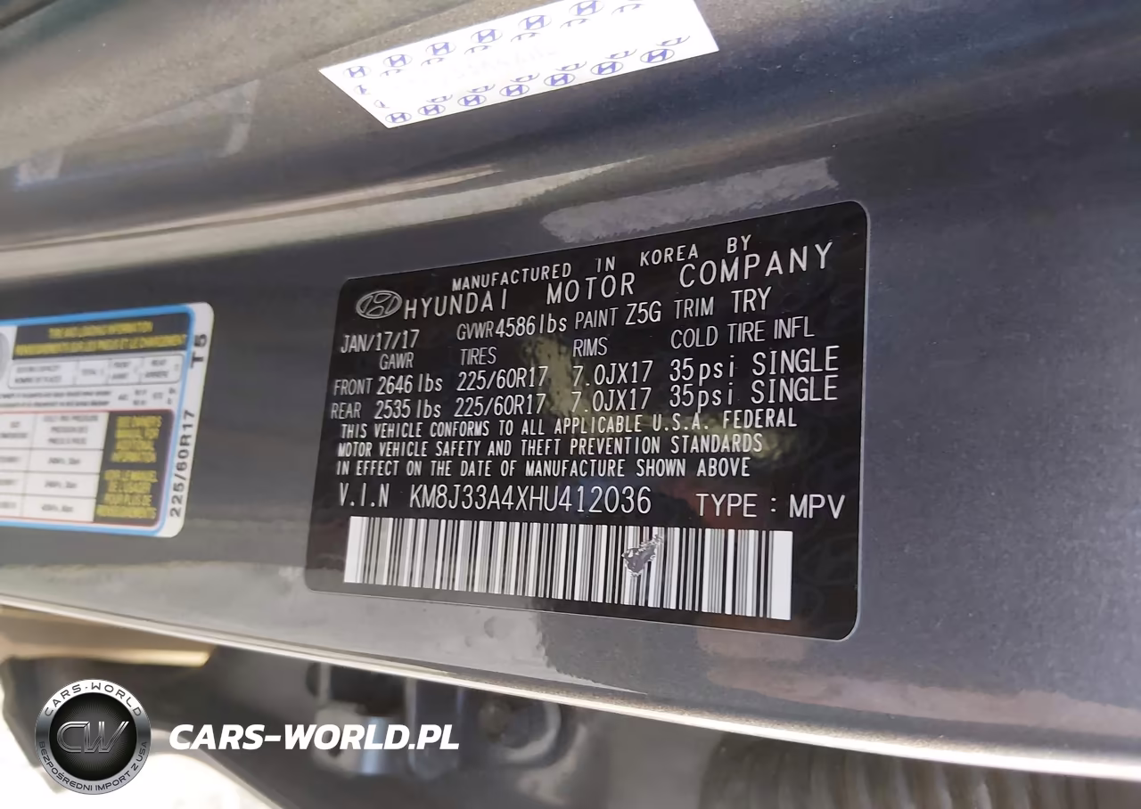 2017 Hyundai Tucson Se Plus VIN:KM8J33A4XHU412036 - 9