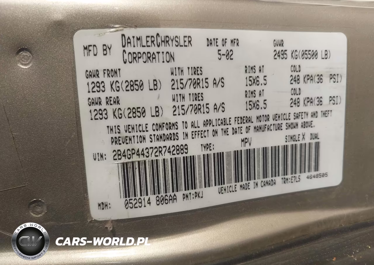 2002 Dodge Grand Caravan Sport VIN:2B4GP44372R742889 - 9