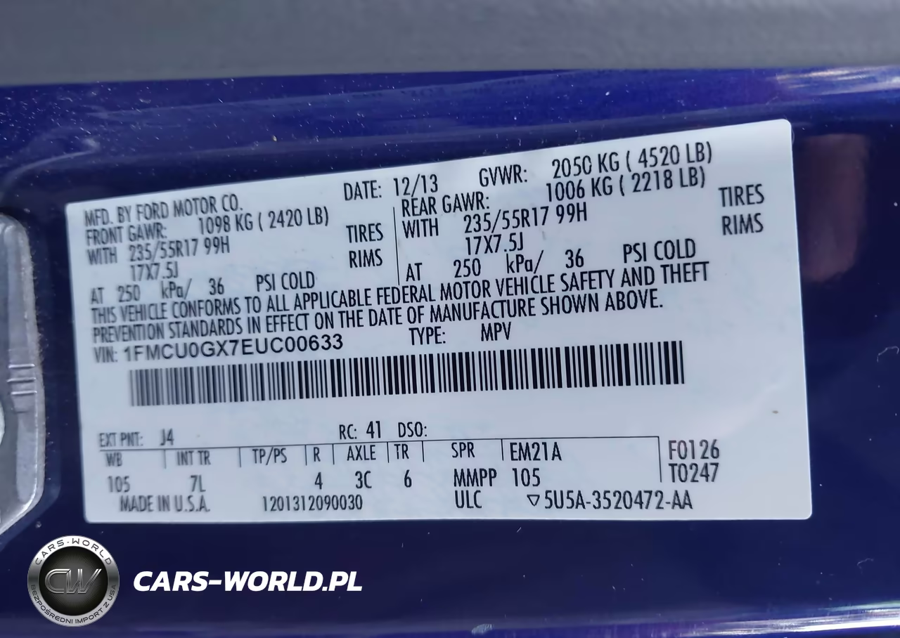 2014 Ford Escape Se VIN:1FMCU0GX7EUC00633 - 9