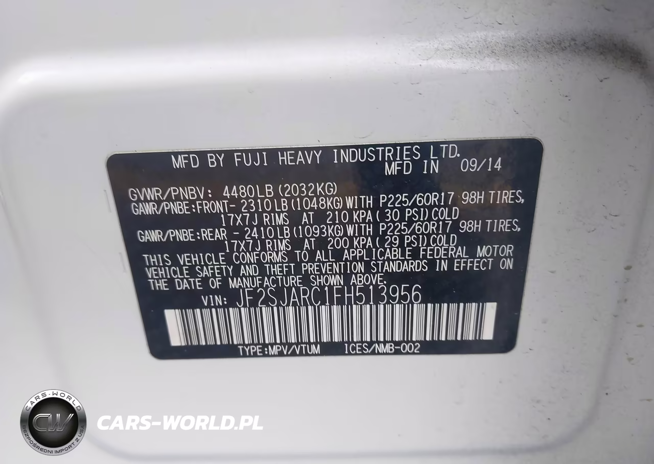 2015 Subaru Forester 2.5I Limited VIN:JF2SJARC1FH513956 - 9