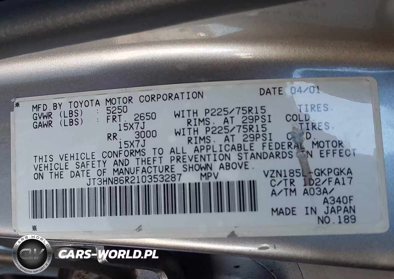 2001 Toyota 4Runner Sr5 V6 VIN:JT3HN86R210353287 - 9
