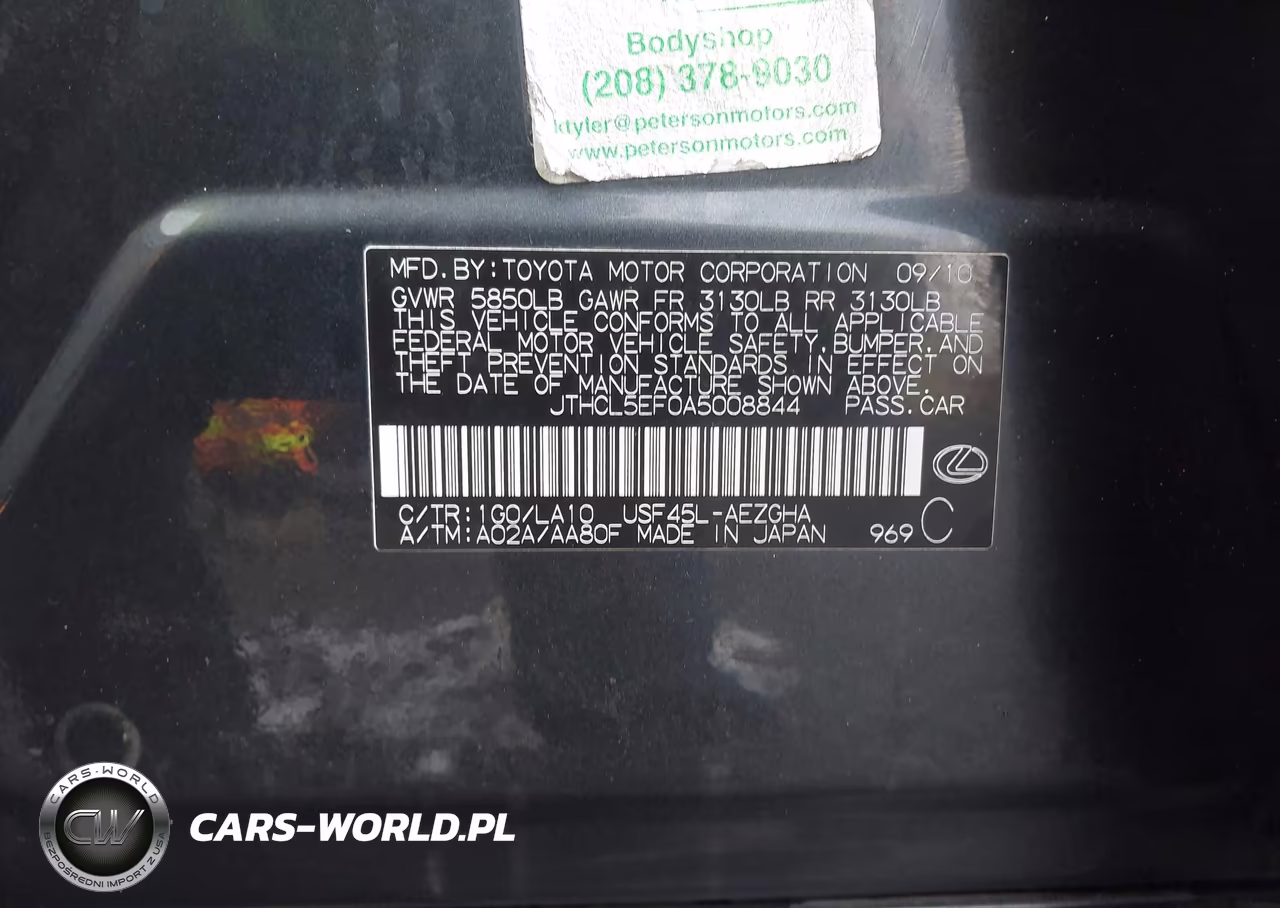 2010 Lexus Ls 460 VIN:JTHCL5EF0A5008844 - 9